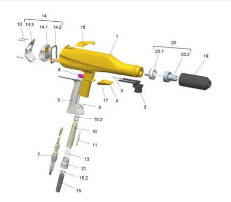 1002100 دستگاه اسپری پوشش پودری کامل Gema Optiselect Gm02 با کابل 6 متر