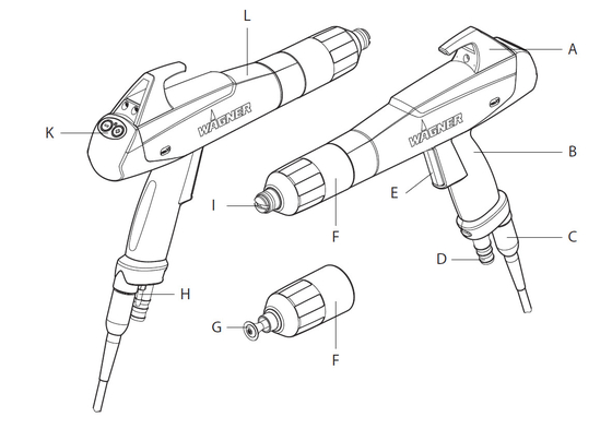دسته تعویض تفنگ یدکی پوشش پودری دستی PEM - X1