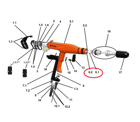 تخته لوله پودر بالا الکترون E-Gun C1/C2 اسلحه دستی
